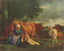 Картина "pastoral scene" художника "труайон констан"