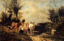 Копия картины "returning from pasture" художника "труайон констан"
