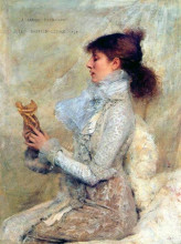 Репродукция картины "portrait of sarah bernhardt" художника "бастьен-лепаж жюль"