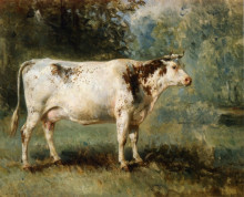 Репродукция картины "a cow in a landscape" художника "труайон констан"