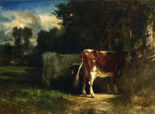 Репродукция картины "cows in a landscape" художника "труайон констан"