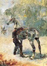 Копия картины "artilleryman saddling his horse" художника "тулуз-лотрек анри де"