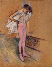 Репродукция картины "dancer adjusting her tights" художника "тулуз-лотрек анри де"