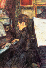 Репродукция картины "mademoiselle dihau at the piano" художника "тулуз-лотрек анри де"