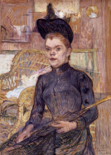 Репродукция картины "woman in a black hat, berthe la sourde" художника "тулуз-лотрек анри де"