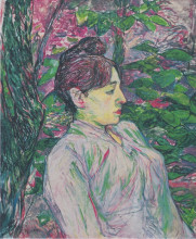 Картина "the greens (seated woman in a garden)" художника "тулуз-лотрек анри де"