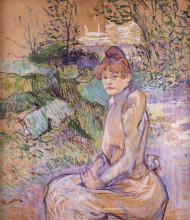 Репродукция картины "woman in monsieur forest s garden" художника "тулуз-лотрек анри де"