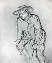 Репродукция картины "aristide bruant on his bicycle" художника "тулуз-лотрек анри де"