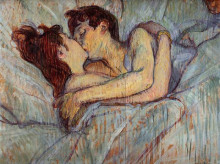 Репродукция картины "in bed, the kiss" художника "тулуз-лотрек анри де"