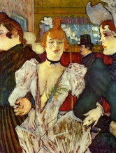 Репродукция картины "la goulue arriving at the moulin rouge with two women" художника "тулуз-лотрек анри де"