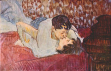 Репродукция картины "the kiss" художника "тулуз-лотрек анри де"