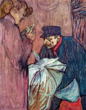 Репродукция картины "the laundryman calling at the brothal" художника "тулуз-лотрек анри де"