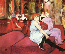 Репродукция картины "the salon de la rue des moulins" художника "тулуз-лотрек анри де"