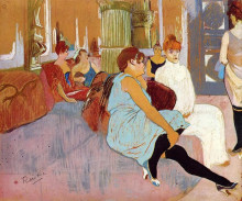 Репродукция картины "the salon in the rue des moulins" художника "тулуз-лотрек анри де"