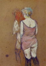 Картина "two half naked women seen from behind in the rue des moulins brothel" художника "тулуз-лотрек анри де"