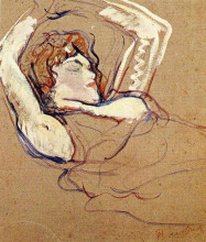 Репродукция картины "woman lying on her back, both arms raised" художника "тулуз-лотрек анри де"