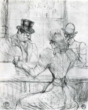 Копия картины "at the bar picton, rue scribe" художника "тулуз-лотрек анри де"