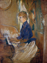 Копия картины "at the piano madame juliette pascal in the salon of the chateau de malrome" художника "тулуз-лотрек анри де"