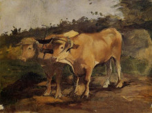 Репродукция картины "two bulls wearing a yoke" художника "тулуз-лотрек анри де"