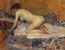 Репродукция картины "crouching woman with red hair" художника "тулуз-лотрек анри де"