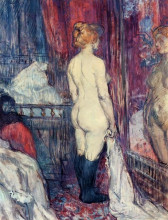 Репродукция картины "nude standing before a mirror" художника "тулуз-лотрек анри де"