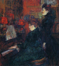 Картина "the singing lesson. (the teacher, mlle.dihau, with mme.faveraud)" художника "тулуз-лотрек анри де"