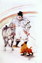 Репродукция картины "at the circus, horse and monkey dressage" художника "тулуз-лотрек анри де"