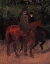 Репродукция картины "man and woman riding through the woods" художника "тулуз-лотрек анри де"