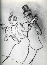 Репродукция картины "la goulue and valentin, waltz" художника "тулуз-лотрек анри де"