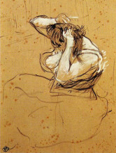 Репродукция картины "woman brushing her hair" художника "тулуз-лотрек анри де"