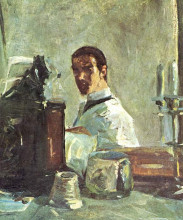 Копия картины "self-portrait in front of a mirror" художника "тулуз-лотрек анри де"