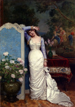 Картина "young woman in an interior" художника "тульмуш огюст"