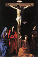 Репродукция картины "christ on the cross with the virgin, mary magdalene, st. john and st. francis of paola" художника "турнье николя"