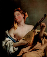 Копия картины "girl with a mandolin" художника "тьеполо джованни баттиста"