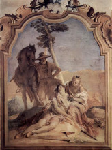 Картина "angelica, accompanied by a shepherd who cares medorus with herbs" художника "тьеполо джованни баттиста"