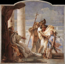 Репродукция картины "detail of dido, from aeneid presents cupid, disguised as ascanius, to dido" художника "тьеполо джованни баттиста"