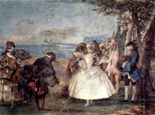 Картина "minuet with pantaloon and colombine, from the room of carnival scenes in the foresteria" художника "тьеполо джованни доменико"