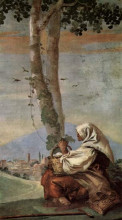 Копия картины "landscape with sitting farmer" художника "тьеполо джованни доменико"