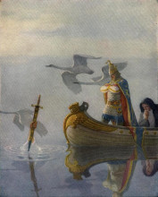 Копия картины "and when they came to the sword that the hand held, king arthur took it up" художника "уайет ньюэлл конверс"