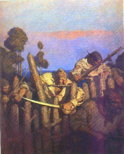 Копия картины "pirates attack the stockade" художника "уайет ньюэлл конверс"