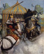 Копия картины "sir mador&#39;s spear brake all to pieces, but the other&#39;s spear held" художника "уайет ньюэлл конверс"