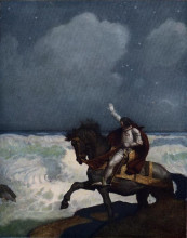Репродукция картины "when sir percival came nigh unto the brim" художника "уайет ньюэлл конверс"