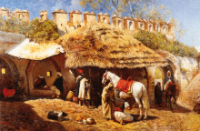 Репродукция картины "blacksmith shop at tangiers" художника "уикс эдвин лорд"