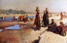 Репродукция картины "water carriers of the ganges" художника "уикс эдвин лорд"