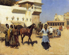 Репродукция картины "horse market, persian stables, bombay" художника "уикс эдвин лорд"