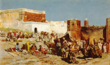 Репродукция картины "open market, morocco" художника "уикс эдвин лорд"