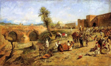Репродукция картины "arrival of a caravan outside the city of morocco" художника "уикс эдвин лорд"