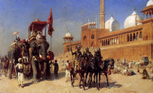 Репродукция картины "great mogul and his court returning from the great mosque at delhi, india" художника "уикс эдвин лорд"