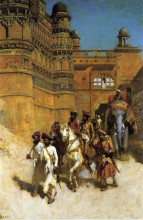Репродукция картины "the maharahaj of gwalior before his palace" художника "уикс эдвин лорд"