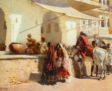 Картина "a street market scene, india" художника "уикс эдвин лорд"